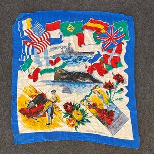 Blue and Multicolor Souvenir Scarf